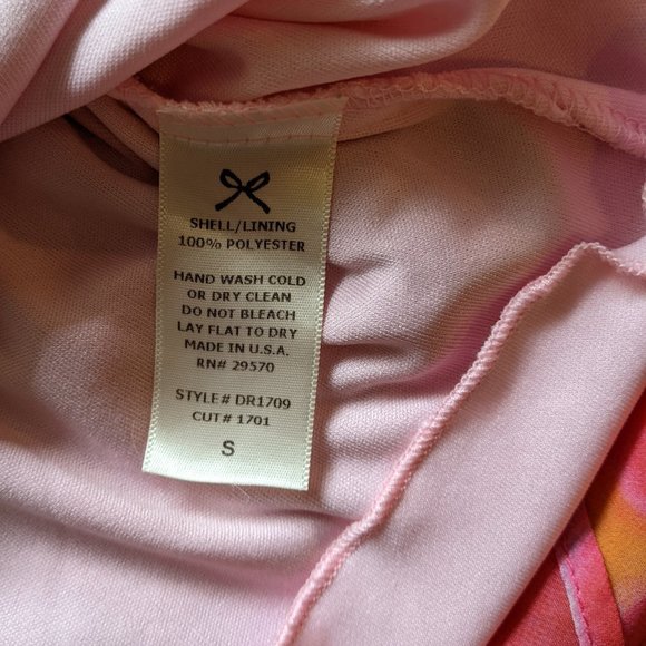 Everly Watercolor Hi Low Dress, Sheer with Lining, Pink & Multi print, size S - Picture 7 of 9